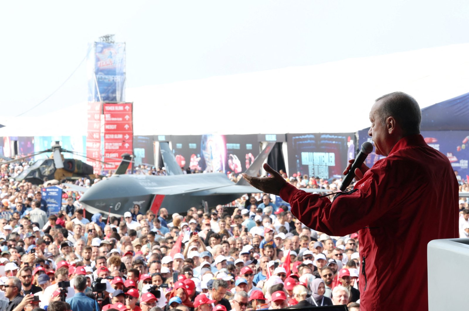 President Tayyip Erdoğan speaks at Teknofest Black Sea, an aviation, space and technology festival, at Çarşamba Airport in Samsun, Türkiye Sept. 3, 2022. (Reuters Photo)