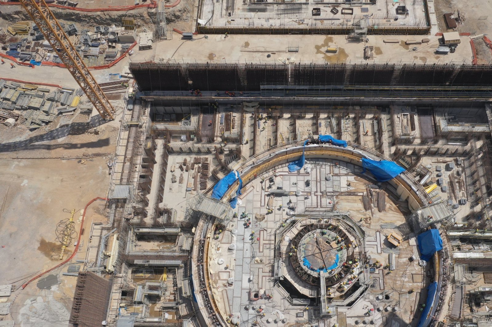 An aerial view showing the construction site of the Akkuyu NPP, Mersin, southern Türkiye, June 26, 2020. (Energy and Natural Resources Ministry via AA)
