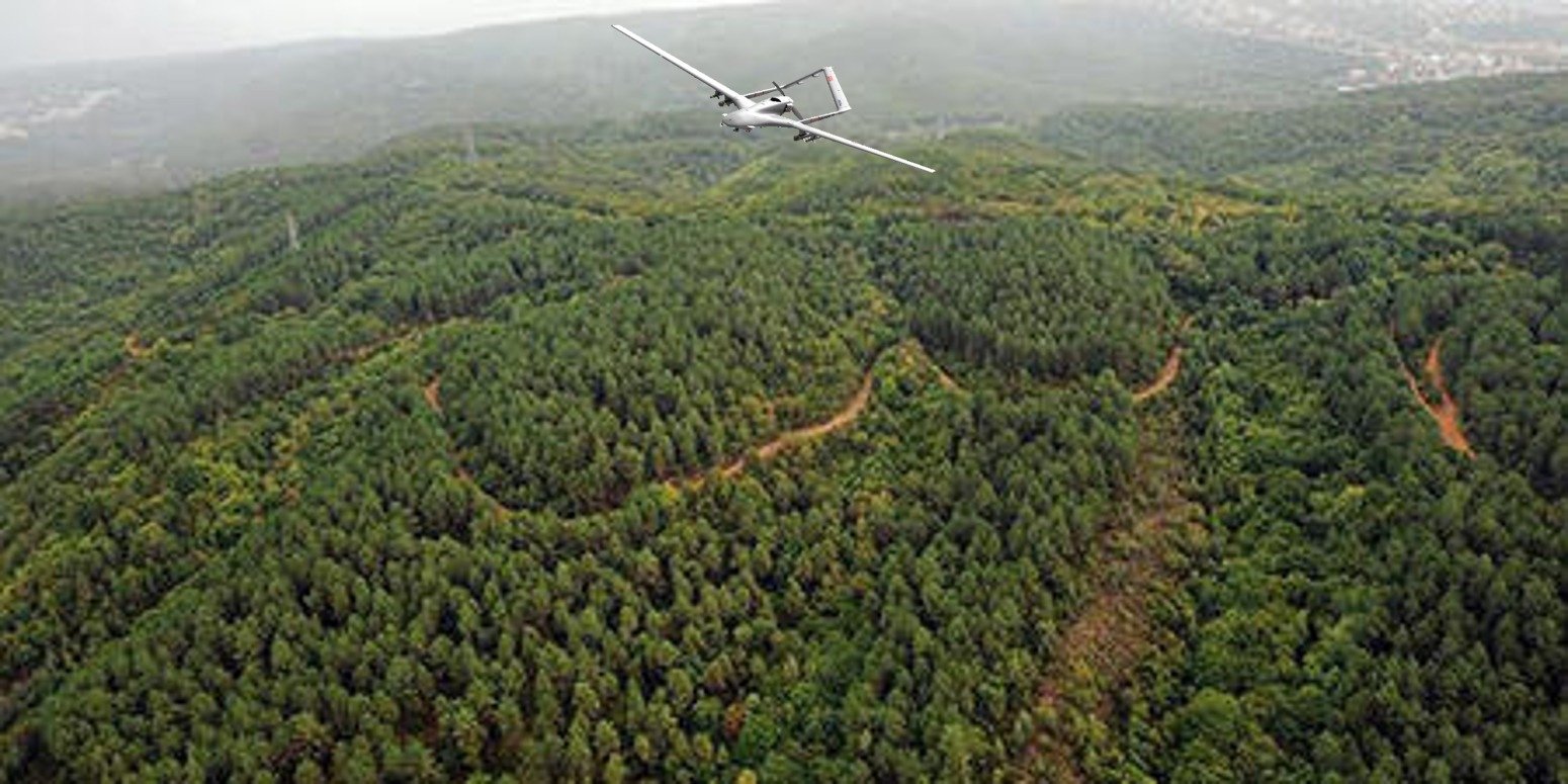An unmanned aerial vehicle flies over forests in Samsun, northern Türkiye, Sept. 5, 2022. (DHA PHOTO)