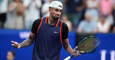 Nick Kyrgios reacts to defeating Daniil Medvedev at the U.S. Open, New York, U.S., Sept 4, 2022. (Reuters Photo)