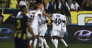Beşiktaş players celebrate a goal against Ankaragücü, Ankara, Türkiye, Sept. 4, 2022. (AA Photo)