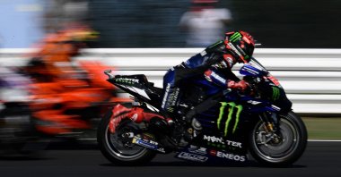 Yamaha&#039;s Fabio Quartararo during a free practice at the San Marino MotoGP, Misano Adriatico, Italy, Sept. 2, 2022. (AFP Photo)