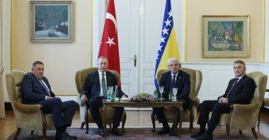 President Recep Tayyip Erdoğan meets with members of the Presidential Council of Bosnia-Herzegovina in Sarajevo, Bosnia-Herzegovina, Sept. 6, 2022. (AA Photo)