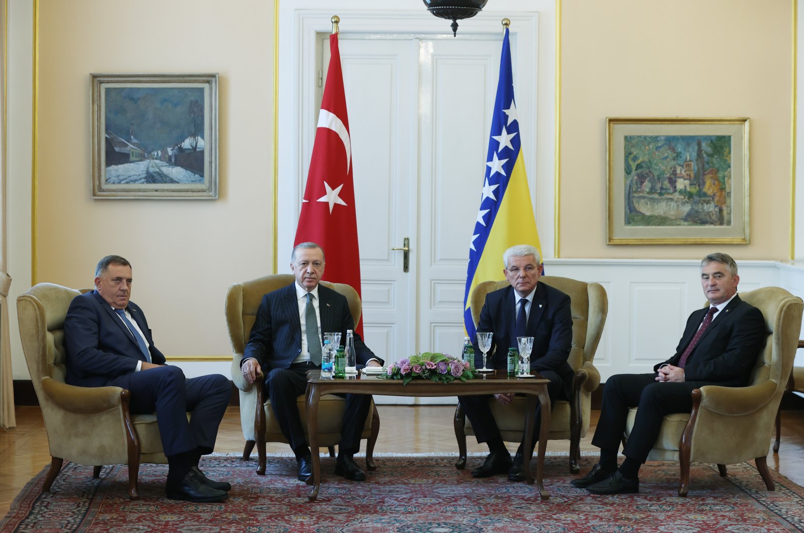 President Recep Tayyip Erdoğan meets with members of the Presidential Council of Bosnia-Herzegovina in Sarajevo, Bosnia-Herzegovina, Sept. 6, 2022. (AA Photo)