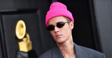 In this file photo taken on Apr. 3, 2022 Canadian singer-songwriter Justin Bieber arrives for the 64th Annual Grammy Awards at the MGM Grand Garden Arena in Las Vegas. (AFP)