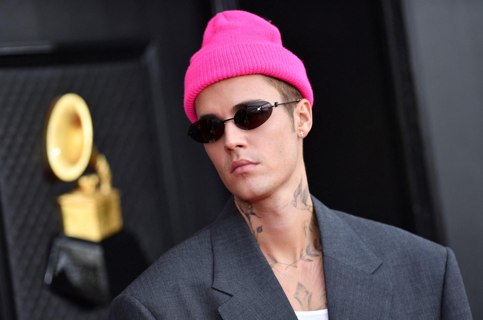 In this file photo taken on Apr. 3, 2022 Canadian singer-songwriter Justin Bieber arrives for the 64th Annual Grammy Awards at the MGM Grand Garden Arena in Las Vegas. (AFP)