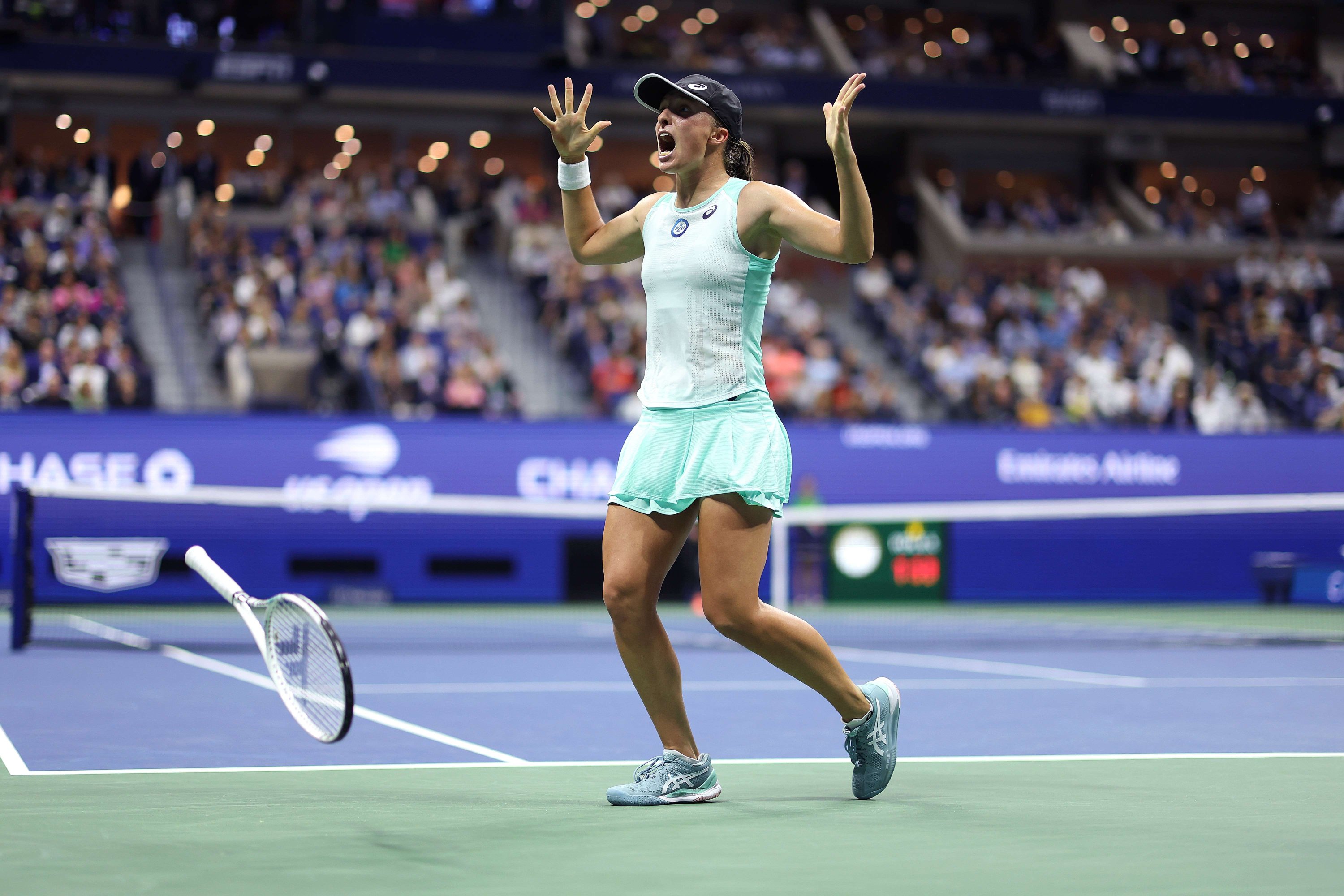 Iga Swiatek after defeating Jessica Pegula in the U.S. Open quarterfinals, New York, U.S., Sept. 07, 2022. (AFP Photo)