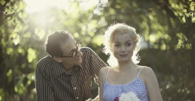 This image released by Netflix shows Adrien Brody (L), and Ana de Armas in "Blonde." (AP Photo)