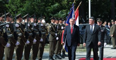 President Recep Tayyip Erdoğan is seen with Croatia's President Zoran Milanovic in Zagreb, Croatia, Sept. 8, 2022 (AA Photo)