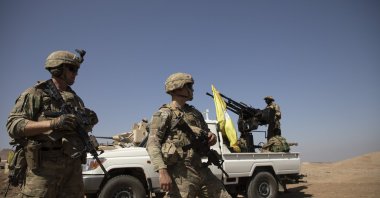 U.S troops provide training to YPG/PKK terrorists near the Turkish border in Hassakeh, Syria, in this undated file photo. (AA File Photo)