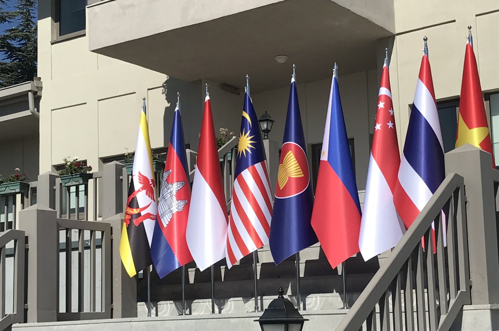 Flags of ASEAN countries are seen in this photo, residence of Indonesia&#039;s Ambassador, Ankara, Türkiye, Sept.8, 2022 (Photo by Dilara Aslan Özer)