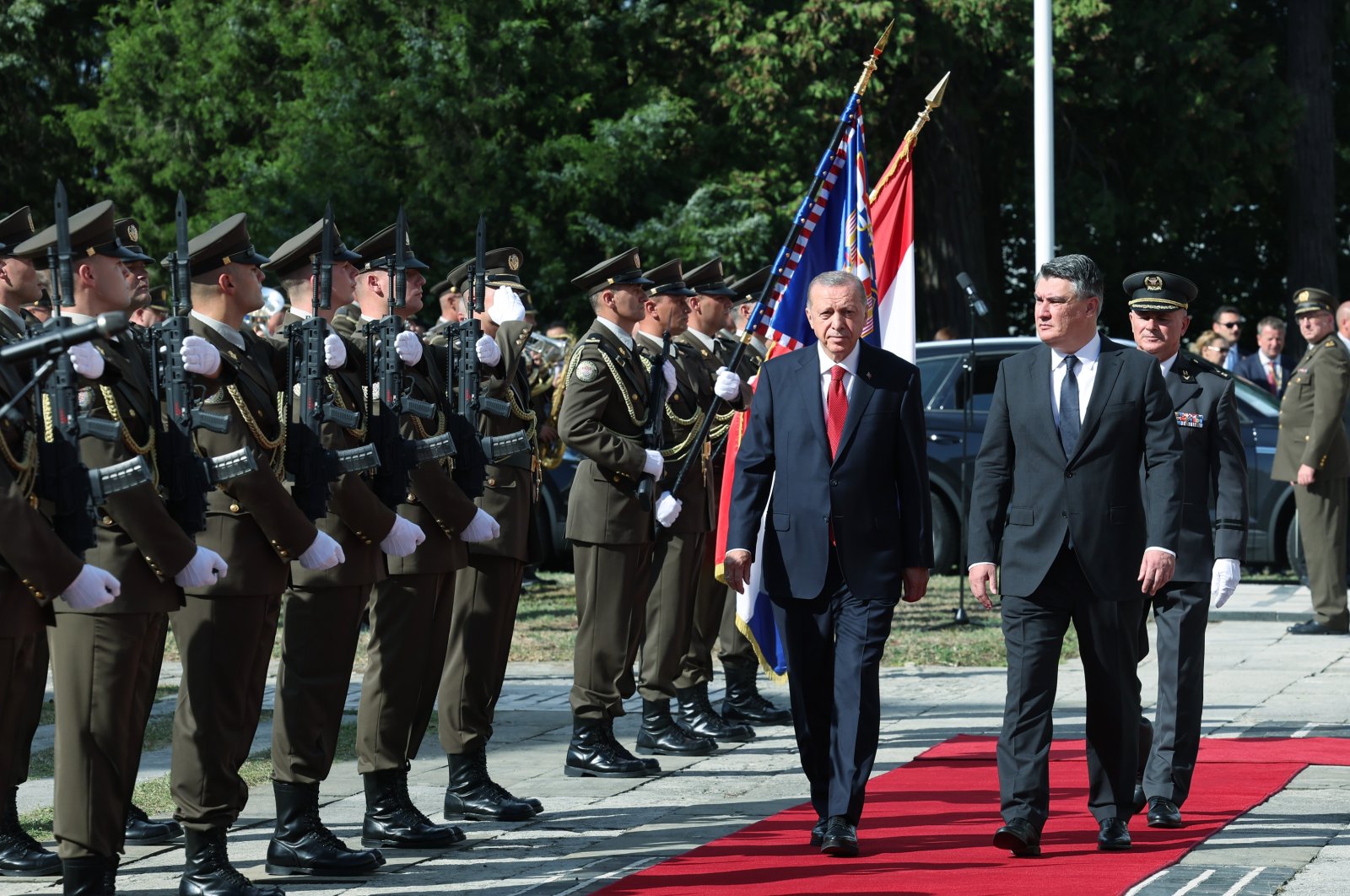 President Recep Tayyip Erdoğan is seen with Croatia&#039;s President Zoran Milanovic in Zagreb, Croatia, Sept. 8, 2022 (AA Photo)