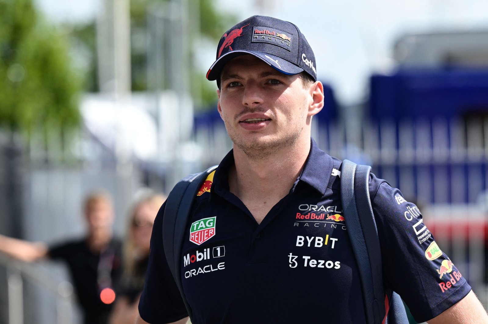 Red Bull Racing's Dutch driver Max Verstappen arrives in Monza, Italy, Sept. 8, 2022 (AFP Photo)