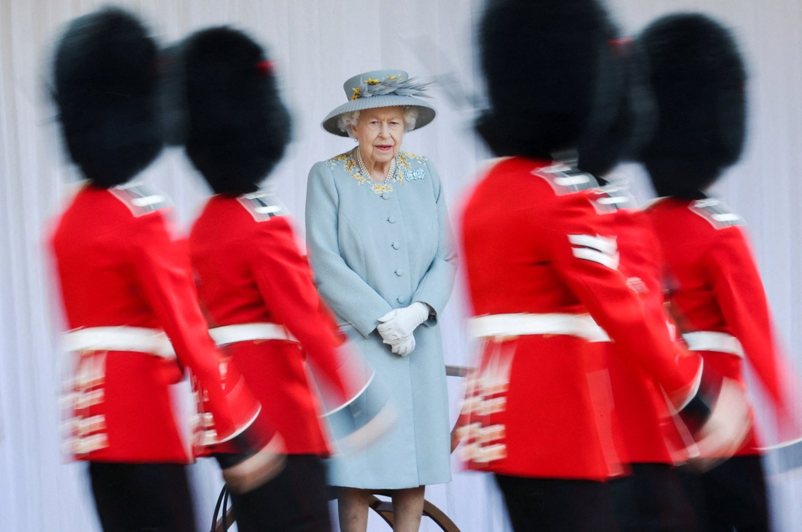 Britain&#039;s Queen Elizabeth attends a ceremony marking her official birthday in the Quadrangle of Windsor Castle in Windsor, Britain, June 12, 2021. (Reuters Photo)
