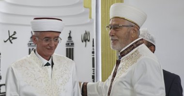 Newly elected Mufti of Xanthi (Iskeçe) Mustafa Trampa (L), Western Thrace, Greece, Sept. 9, 2022. (AA Photo)