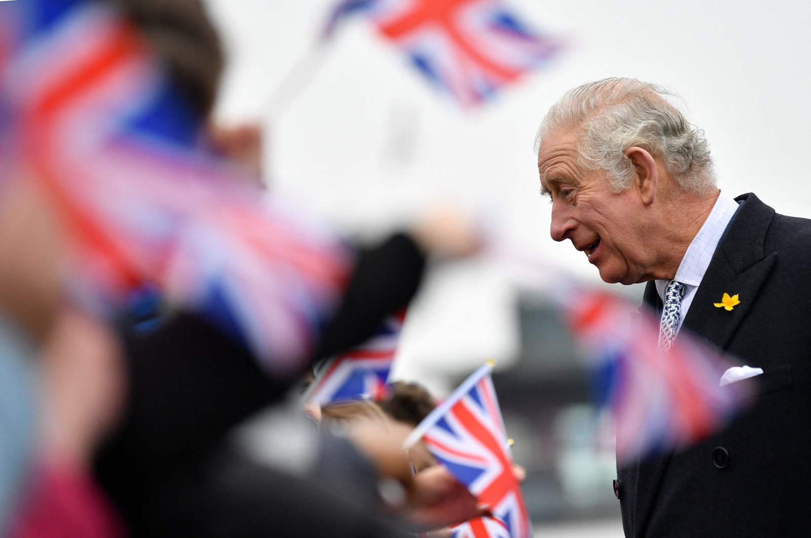 Britain&#039;s Prince Charles, Prince of Wales greets members of the public outside the Pier during his visit to Southend, eastern England, March 1, 2022.(AFP Photo)