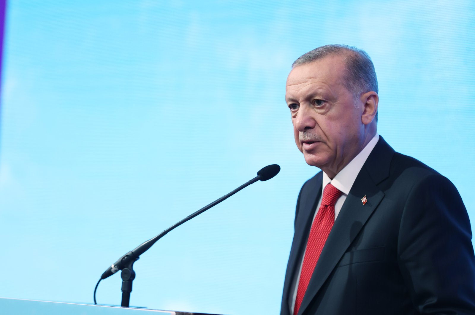 President Recep Tayyip Erdoğan speaks at the Türkiye-Croatia Business Forum in Zagreb, Sept. 8, 2022 (AA Photo)