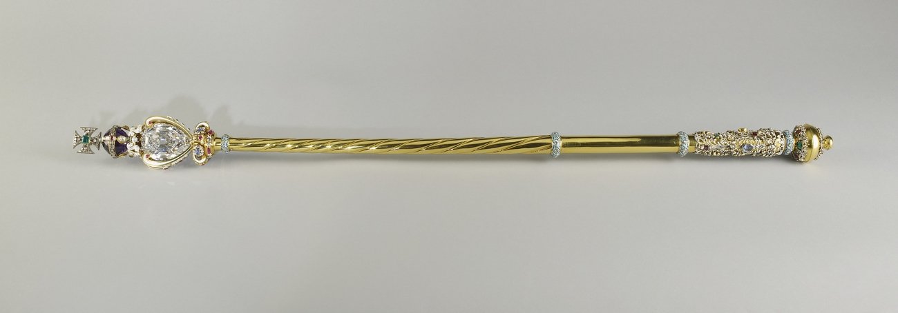 The Sovereign's Sceptre with Cross 1661 with later additions. (Via the Royal Collection Trust)