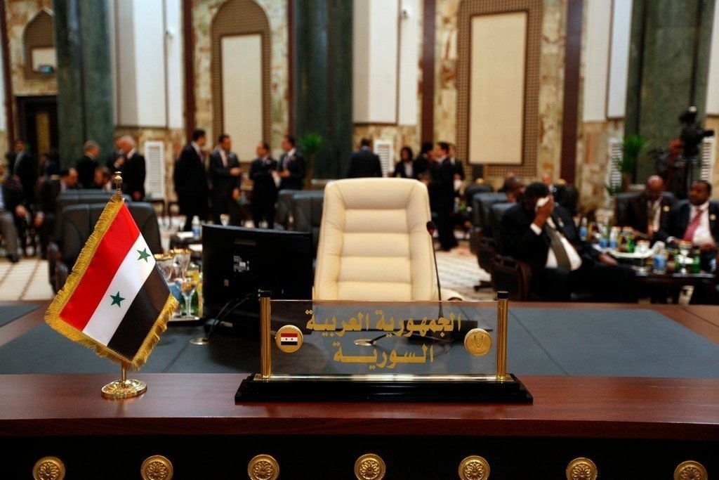 The empty seat of the Syrian delegation is seen during the Arab summit in Kuwait City, Kuwait, March 25, 2014. (Reuters Photo)