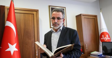 Professor Abdurrahman Haçkalı, head of High Board of Religious Affairs, in his office, in the capital Ankara, Türkiye, Sept. 11, 2022. (AA PHOTO) 
