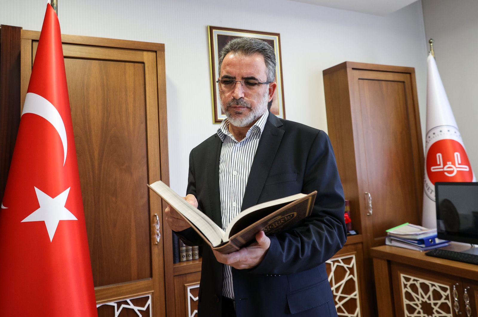Professor Abdurrahman Haçkalı, head of High Board of Religious Affairs, in his office, in the capital Ankara, Türkiye, Sept. 11, 2022. (AA PHOTO) 