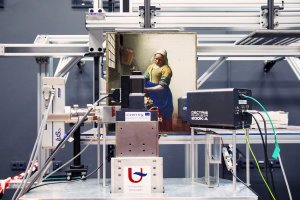 Vermeer&#039;s &quot;Milkmaid&quot; was examined with new techniques made available to art historians, including this Macro-XRPD scanner, Amsterdam, Netherlands, Sept. 9, 2022. (dpa Photo)