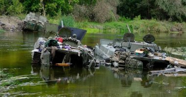 Abandoned Russian military equipment during the Ukrainian counter-offensive in Kharkiv region, Ukraine, Sept. 11, 2022. (General Staff of the Ukrainian Armed Forces via AFP)