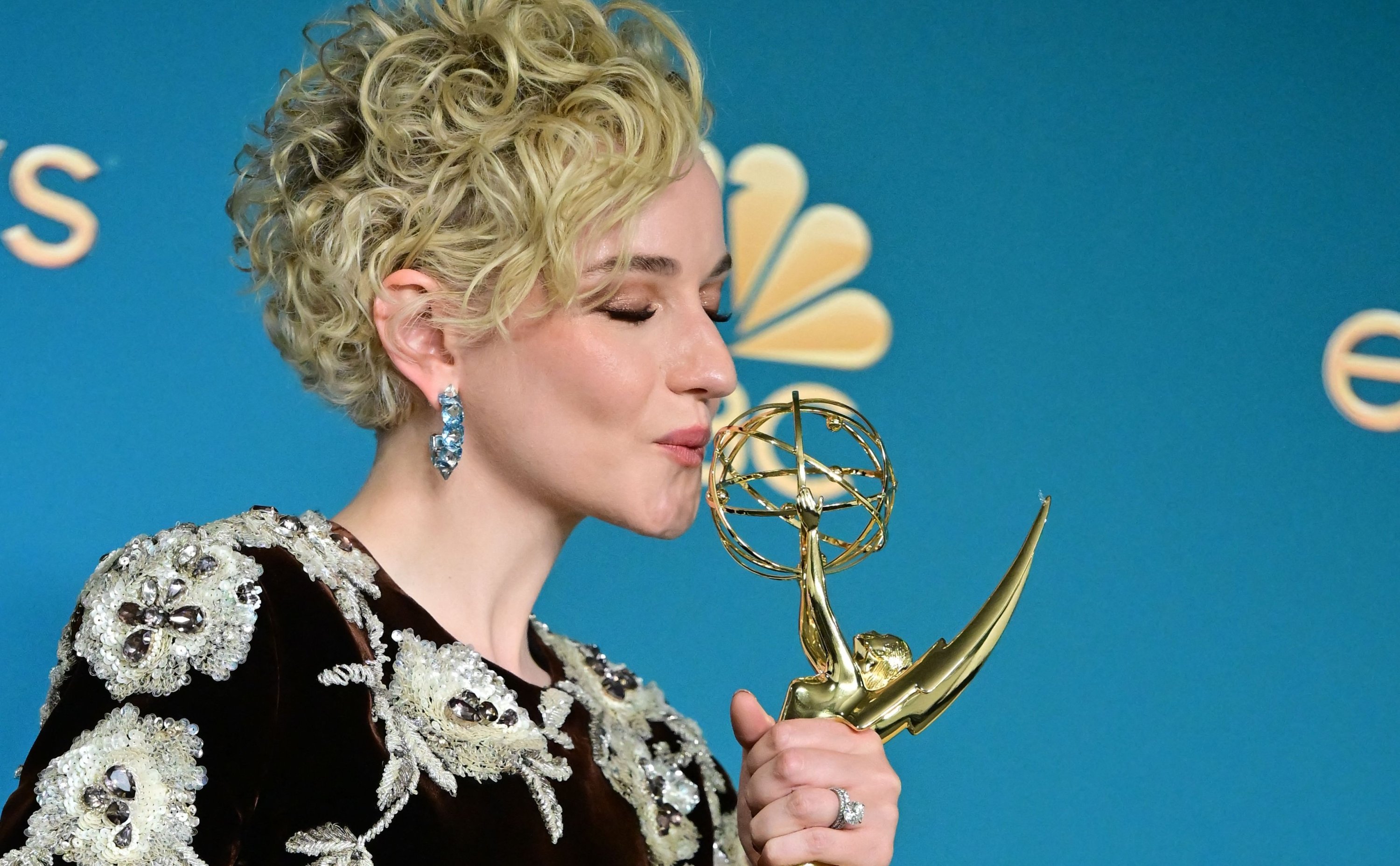 U.S. actress Julia Garner poses with the Emmy for Outstanding Supporting Actress In A Drama Series for 