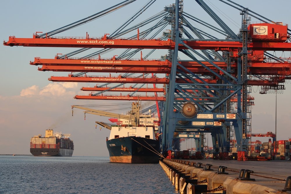 Cranes line the dock in Port Said, Egypt, Dec. 7, 2020. (Shutterstock)