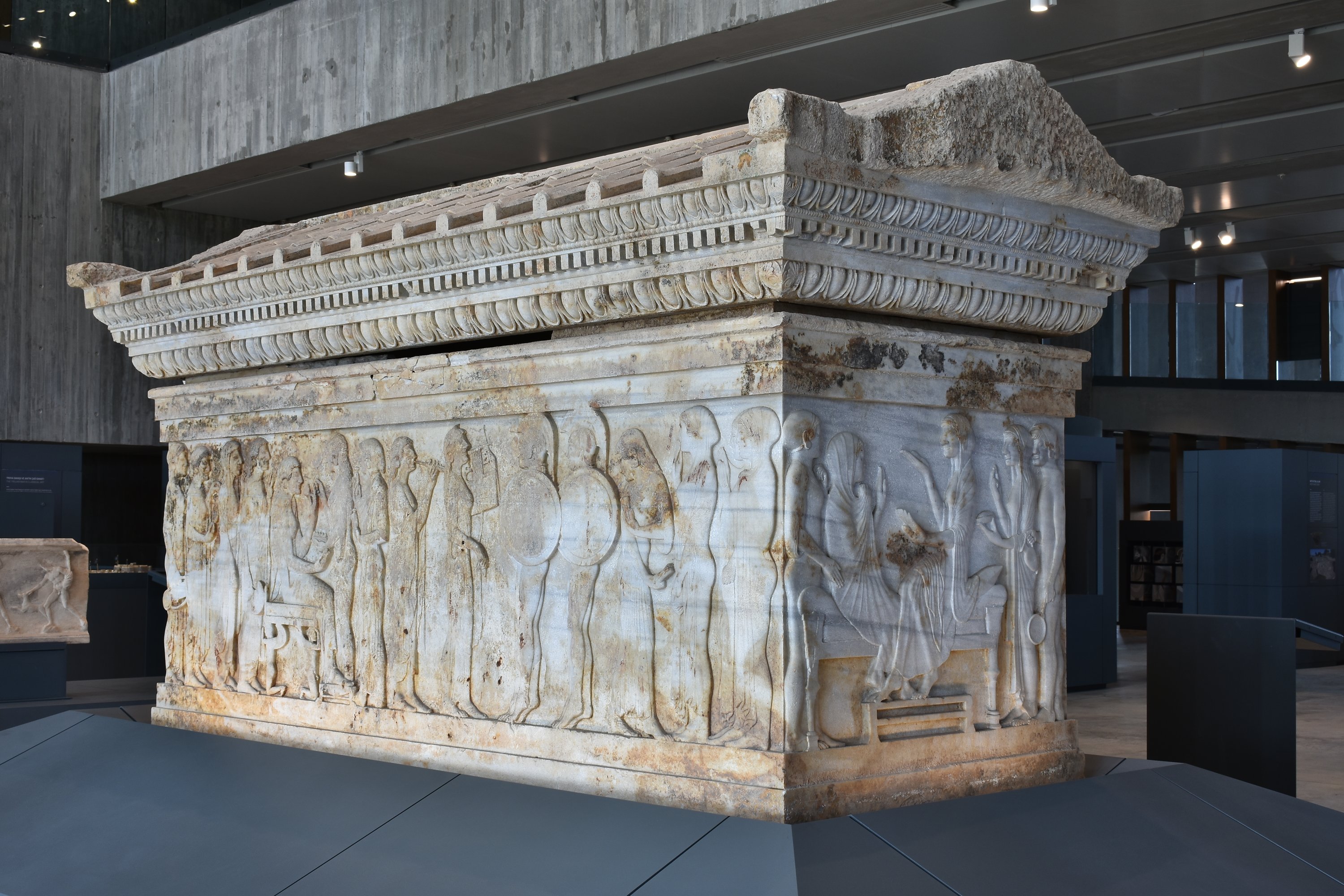 A view of the Polyxena Sarcophagus, Troy Museum, Çanakkale, northwestern Türkiye, Sept. 9, 2022. (AA Photo) 
