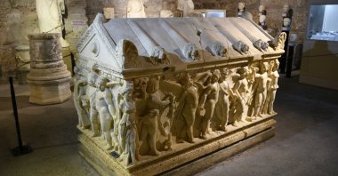 A view of the Eros Sarcophagus, Side Museum, Antalya, southern Türkiye, Sept. 9, 2022. (AA Photo) 