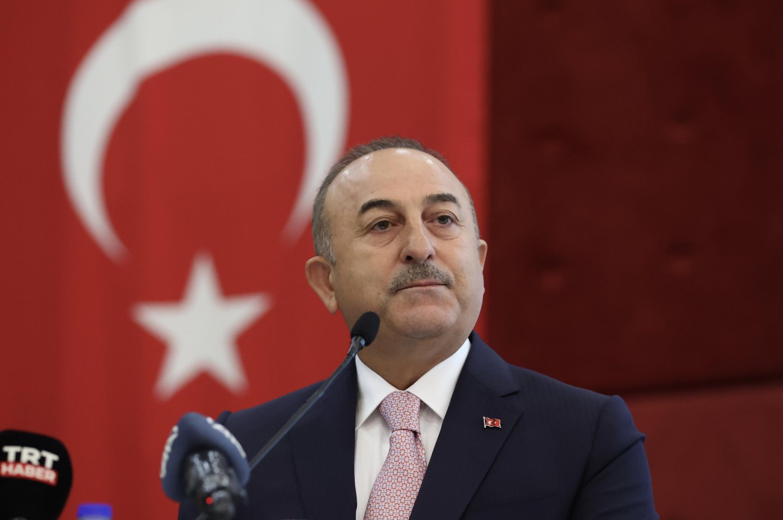 Foreign Minister Mevlüt Çavuşoğlu is seen speaking in Ankara&#039;s Haymana district, Türkiye, Sept. 12, 2022. (AA Photo)