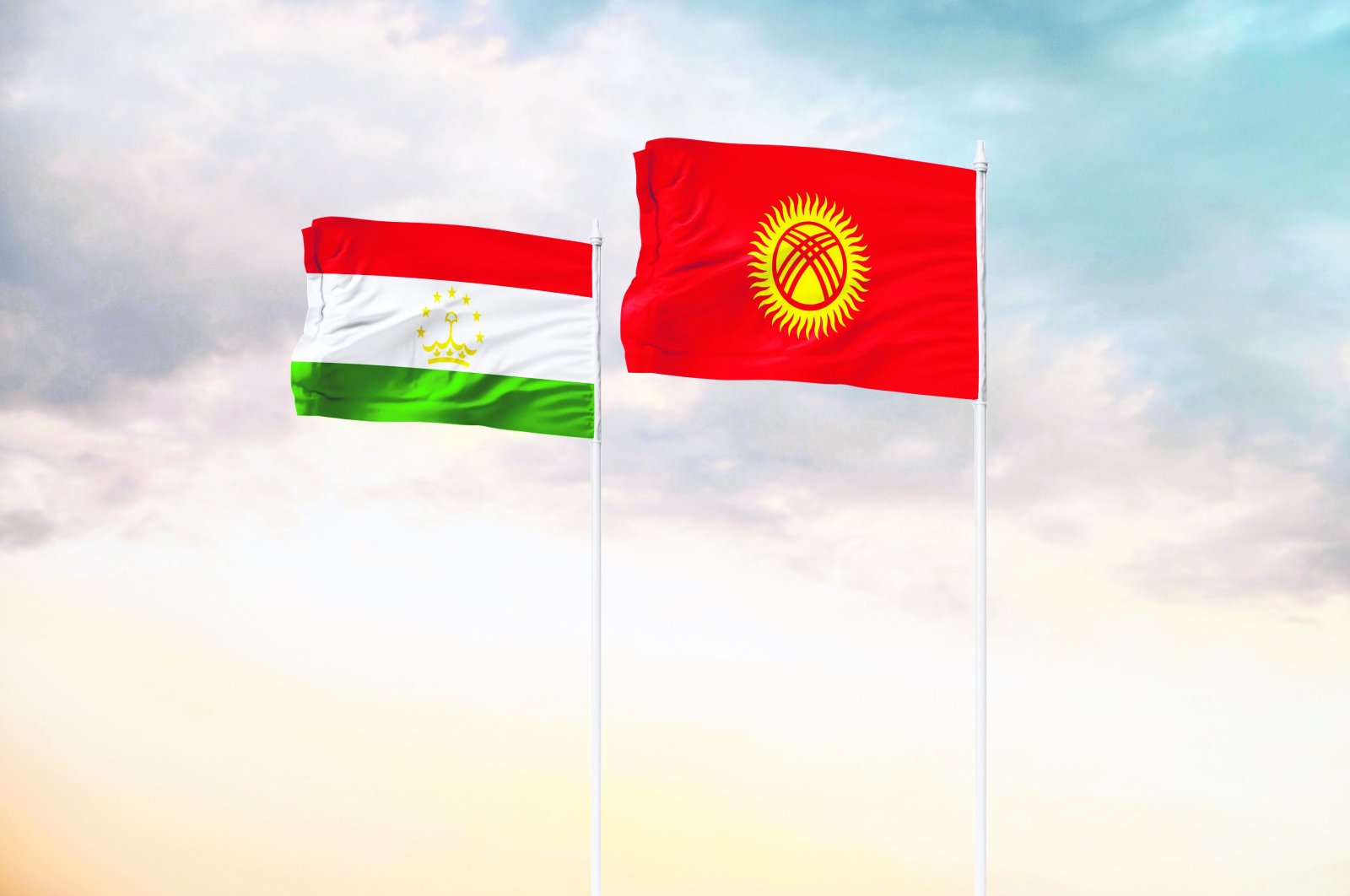 Kyrgyzstan and Tajikistan flags are seen in this undated photo. (ShutterStock Photo) 