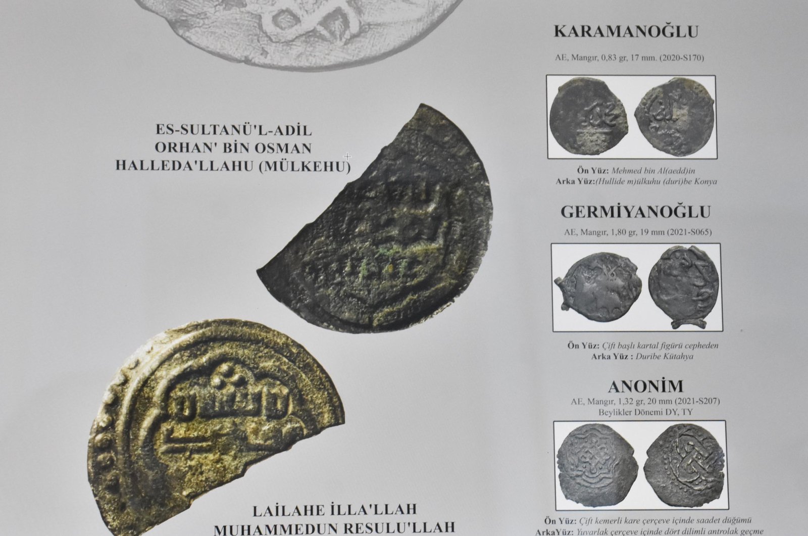 A poster shows the coin dating back to the reign of Orhan Bey. (AA Photo)