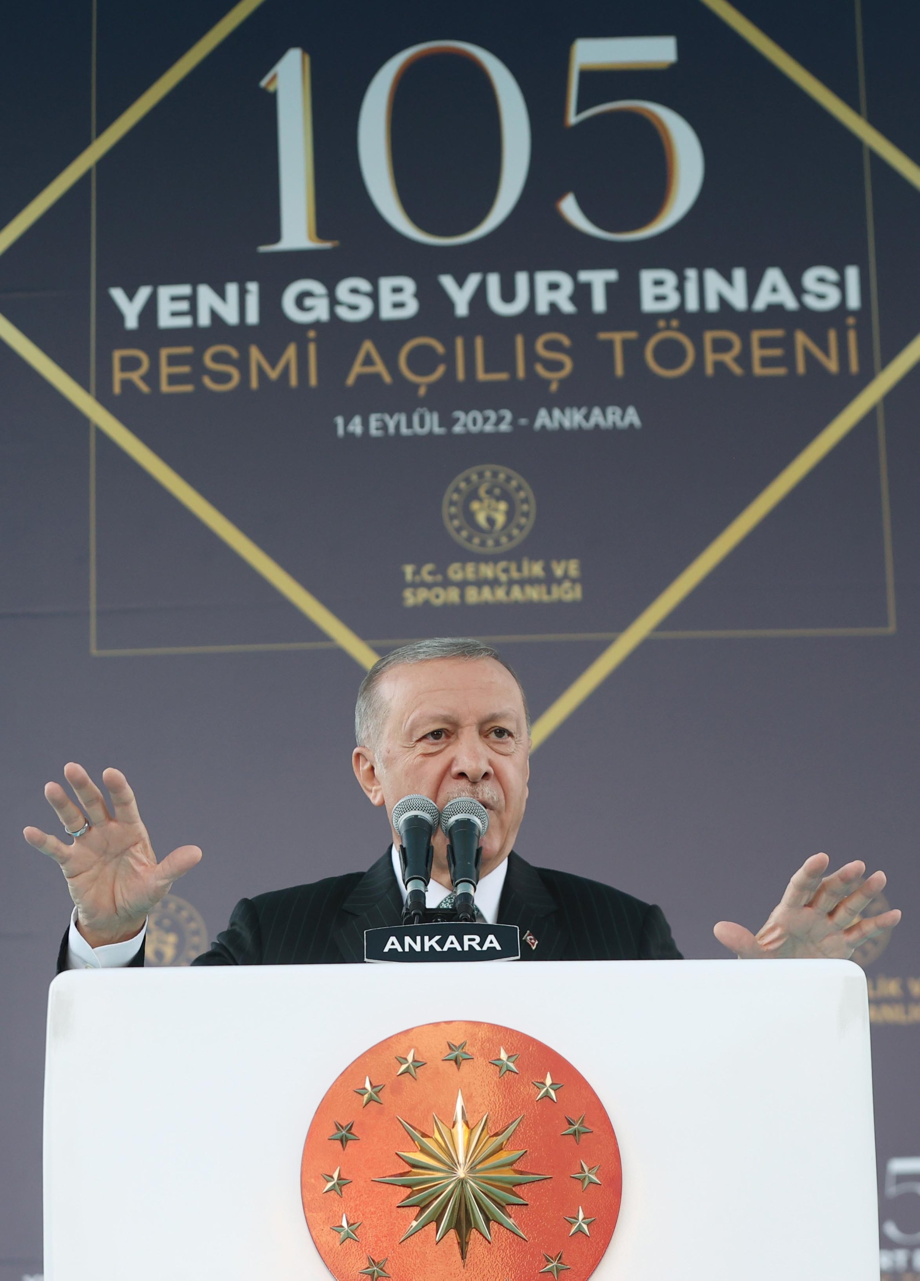 Presiden Recep Tayyip Erdoğan meresmikan 105 fasilitas baru di seluruh negeri, Ankara, Türkiye, 14 September 2022. (DHA Photo)