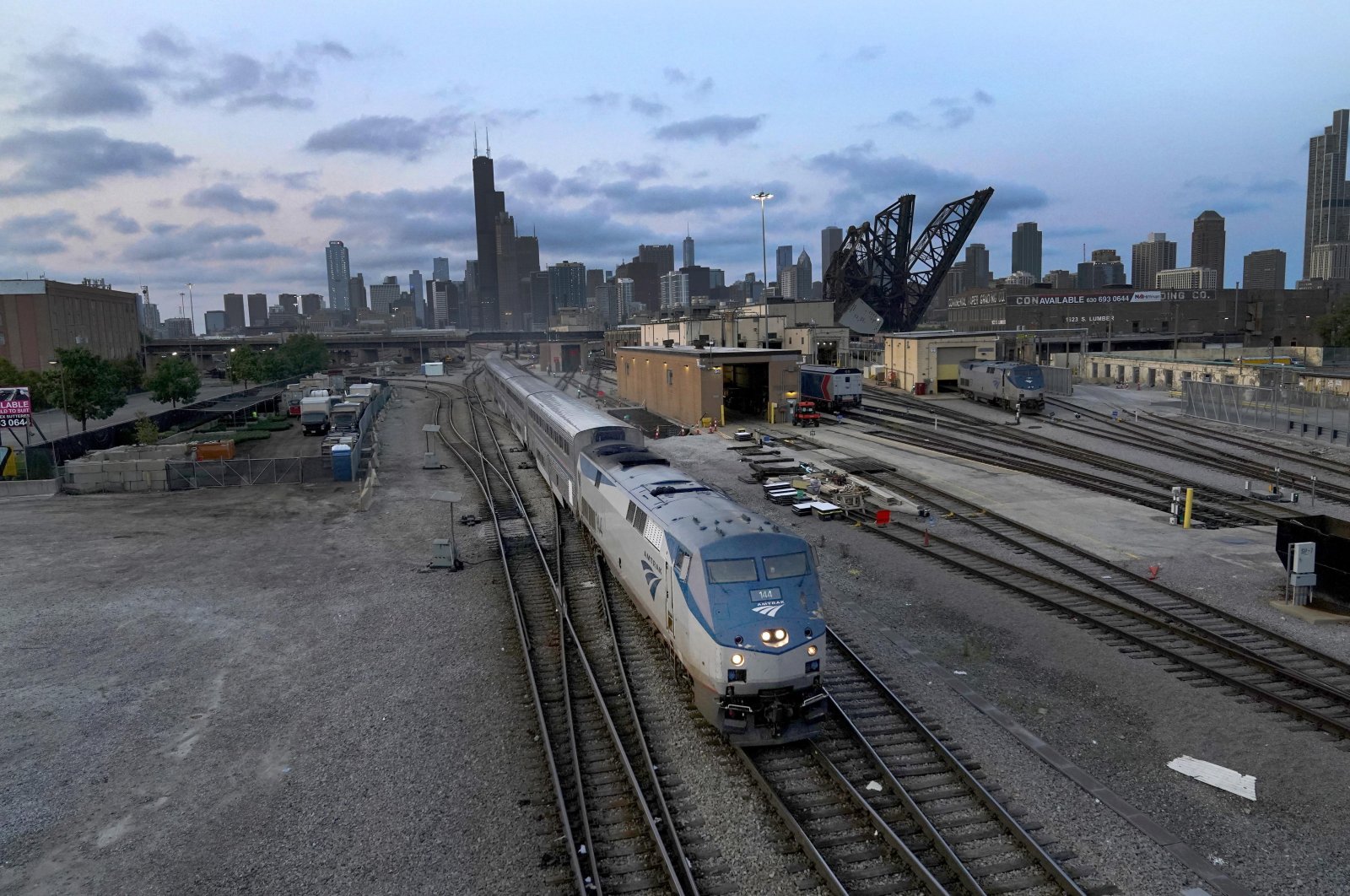 An Amtrak passenger train departs Chicago in the early evening headed south, in Chicago, U.S., Sept. 14, 2022. (AP Photo)