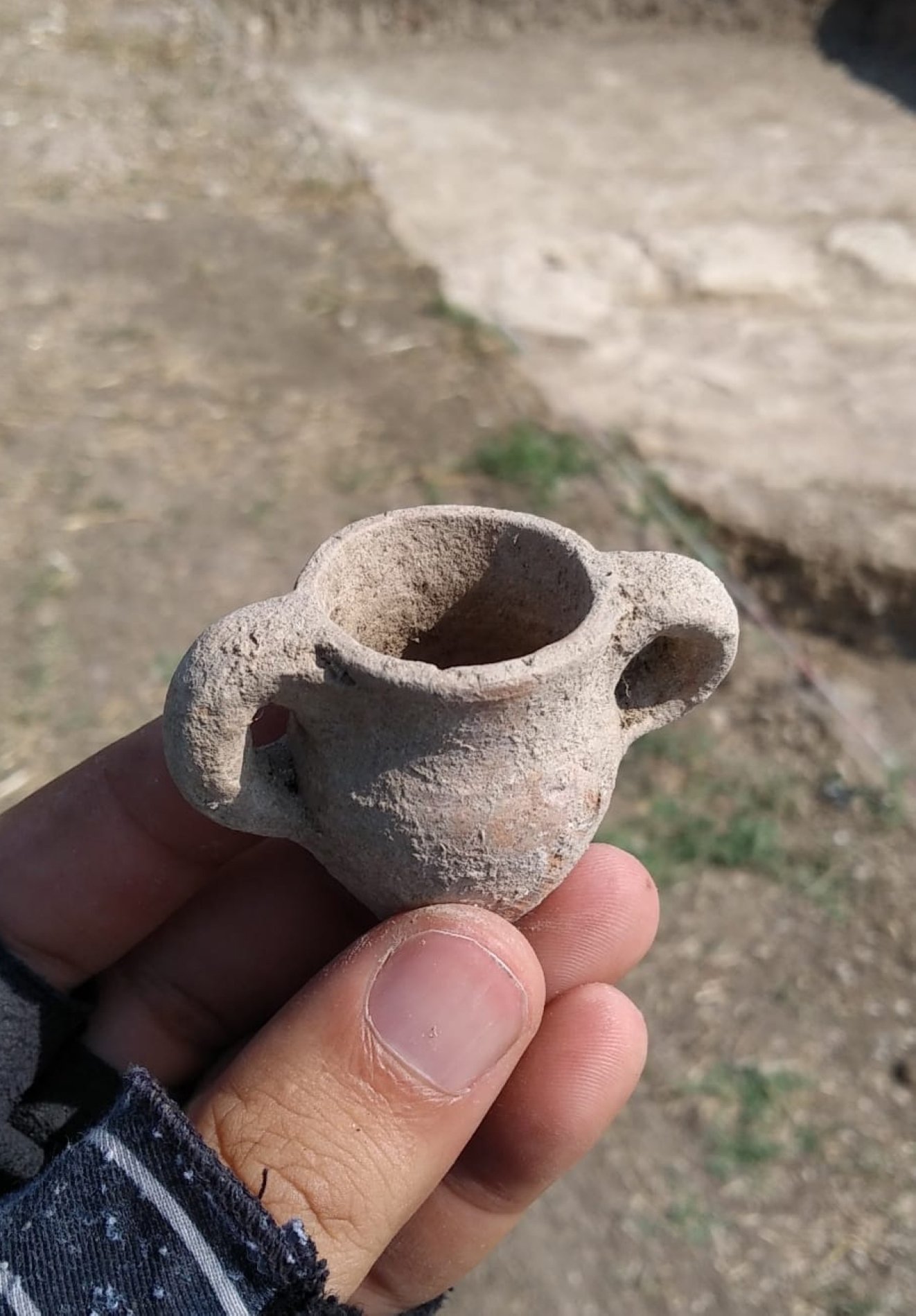 A view from the 1,600-year-old inkwell found in ancient Bathonea, Istanbul, Türkiye, Sept. 15, 2022. (AA Photo)