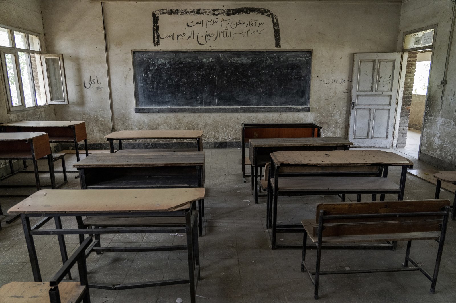 A school classroom sits empty in Kabul, Afghanistan, July 31, 2022. (AP Photo)