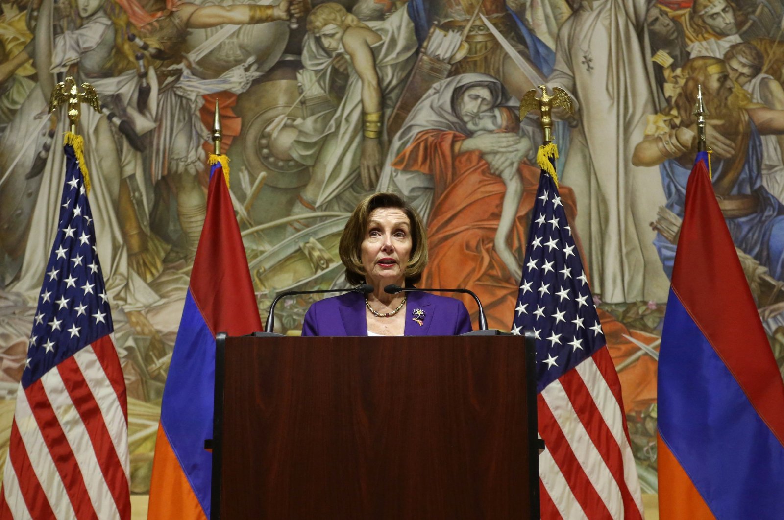 U.S. House of Representatives Speaker Nancy Pelosi makes speaks at the Cafesjian Center for the Arts in Yerevan, Armenia, Sept.18, 2022. (Reuters Photo)