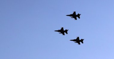 Turkish F-16 jets fly over to mark the occasion of the anniversary of the Battle of Manzikert (Malazgirt), Bitlis province, Türkiye, Aug. 26, 2022 (AA Photo)