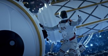 A logo of the Turkish Space Agency (TUA) is seen on an astronaut in this illustration photo, Feb. 10, 2021. (Courtesy of the Turkish Space Agency)