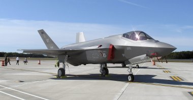 An F-35 fighter jet arrives at the Vermont Air National Guard base in South Burlington, Vermont, Sept. 19, 2019. (AP Photo)