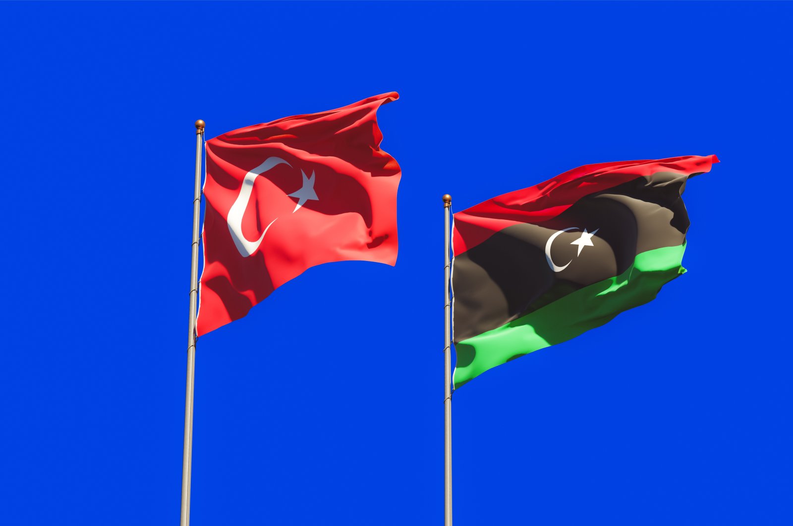 Flags of Türkiye and Libya in this undated file photo. (Shutterstock Photo)