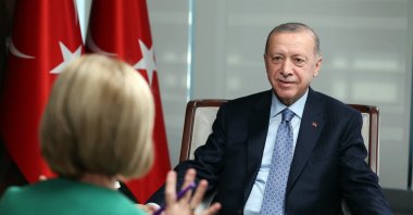 President Recep Tayyip Erdoğan speaks with the U.S. television channel PBS in New York, U.S., Sept. 19, 2022. (AA Photo)