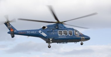 A second prototype of the Gökbey helicopter produced by TAI conducts a certification flight over the skies of the capital Ankara, Türkiye, Jan. 7, 2019. (IHA Photo)