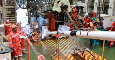 Pipes that will transport Türkiye's natural gas are being laid in the Black Sea off the northern province of Zonguldak, Türkiye, Sept. 20, 2022. (AA Photo)