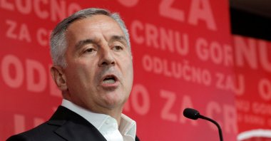 Montenegrin President and leader of the ruling Democratic Party of Socialists, Milo Djukanovic, speaks to the media after the general election in Podgorica, Montenegro, Aug. 30, 2020. (Reuters File Photo)