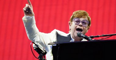 Elton John performs during his "Farewell Yellow Brick Road," tour at Citizens Bank Park in Philadelphia, U.S., July 15, 2022. (AP)