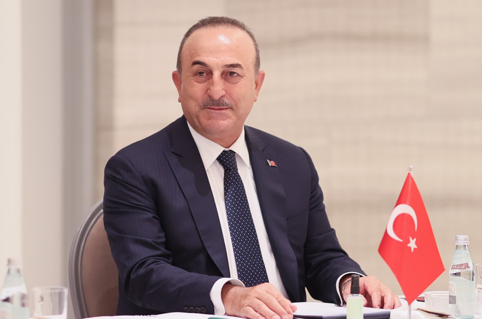 Turkish Foreign Minister Mevlüt Çavuşoğlu during the 77th U.N. General Assembly session meets with his counterparts in New York, U.S., Sept. 20, 2022. (AA Photo)