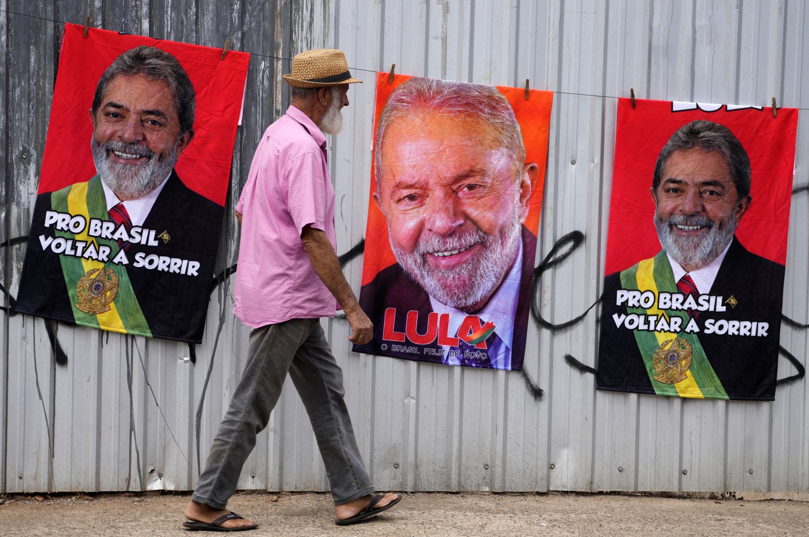 Merchandise showing former president Luiz Inacio Lula da Silva on sale, Brasilia, Brazil, Sept. 20, 2022. (AP Photo)